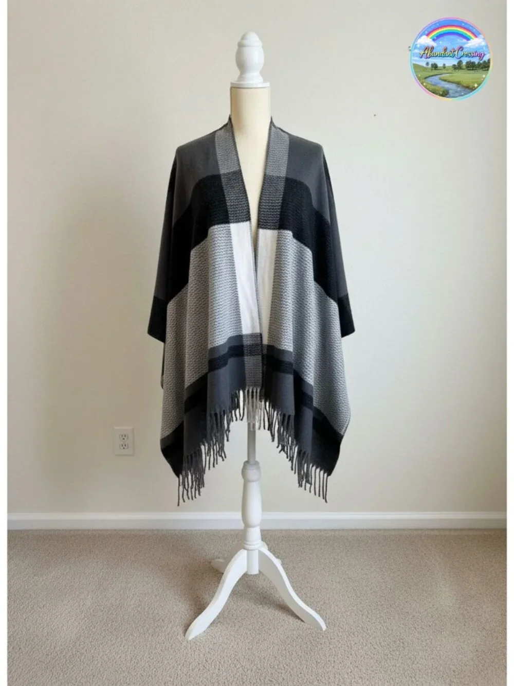 Womens Winter Shawl Wrap Poncho Tassels Acrylic Pashmina One Size